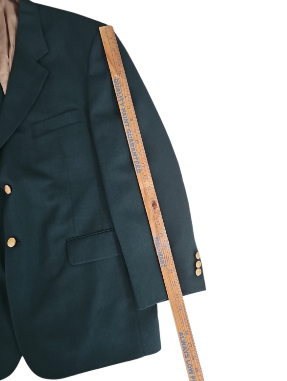 Stafford Green Blazer Gold Button 42S Vintage Wool Sport Coat Preppy Golf Inspo - Picture 14 of 16